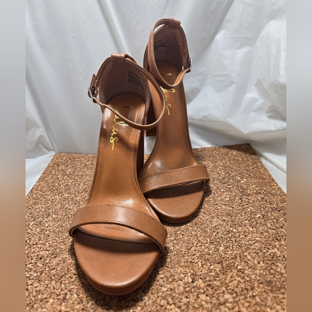 Lulus Taylor Naked Ankle Strap Heels Women's Size 6 Block Heel Taupe